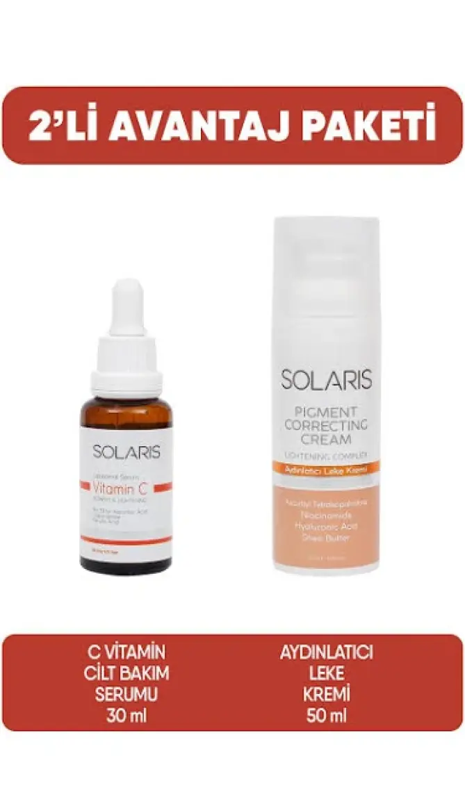 Solaris C Vitamin Cilt Serumu 30 ml ve Cilt Bakım Kremi 50 ml