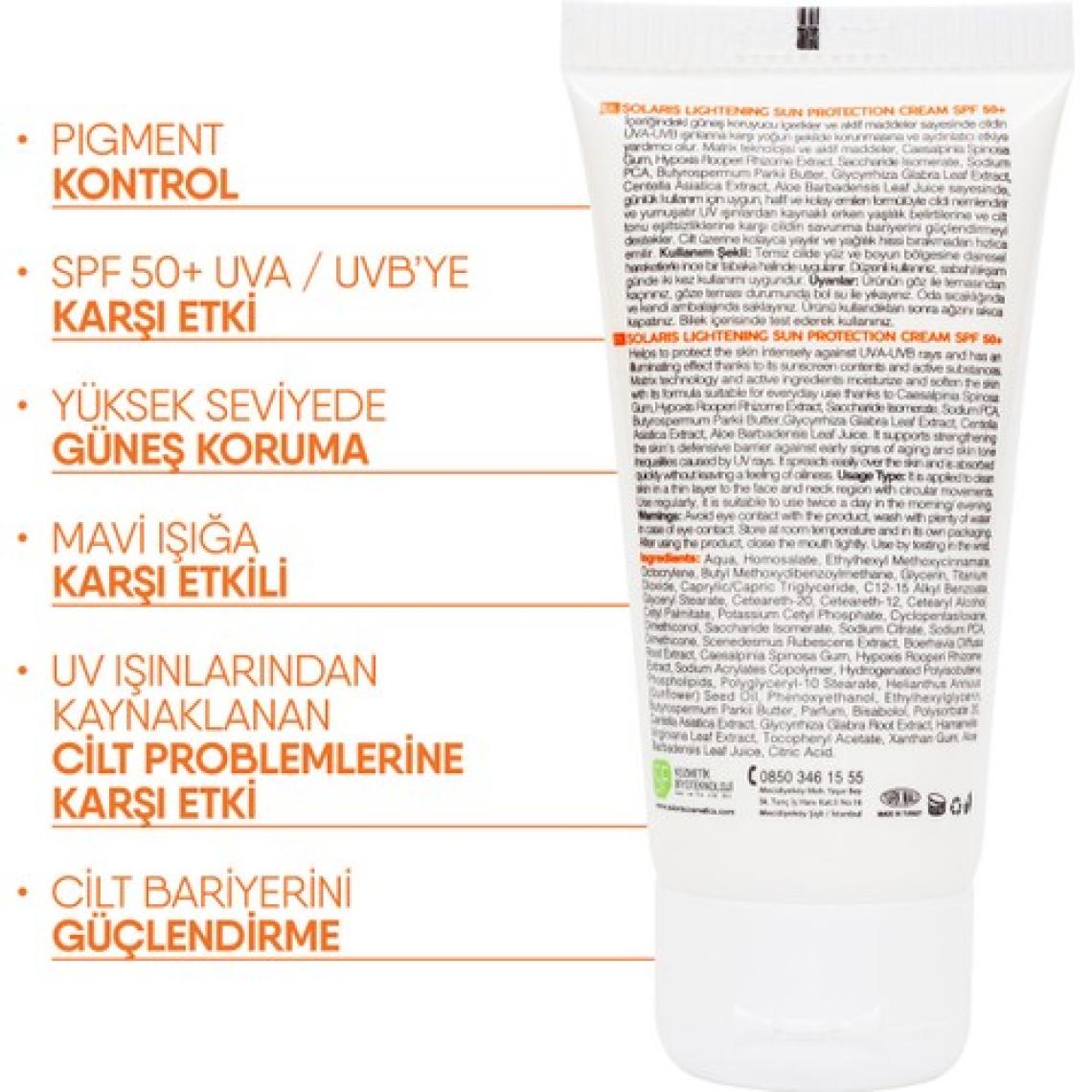 Solaris Leke Karşıtı Güneş Koruyucu Krem 50 ml x 2 Adet