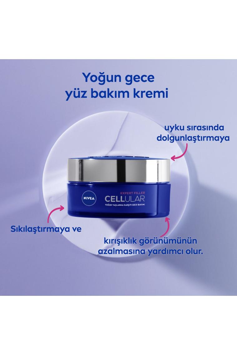 Hyaluron Cellular Filler Yaşlanma Karşıtı Gece Bakım Kremi Sıkılaştırıcı 50 ml