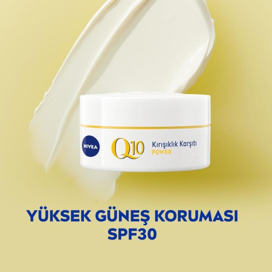NIVEA Q10 Power Gündüz Yüz Bakım Kremi 50ml, SPF30 Güneş Koruması,Q10 ve Keratin içerir