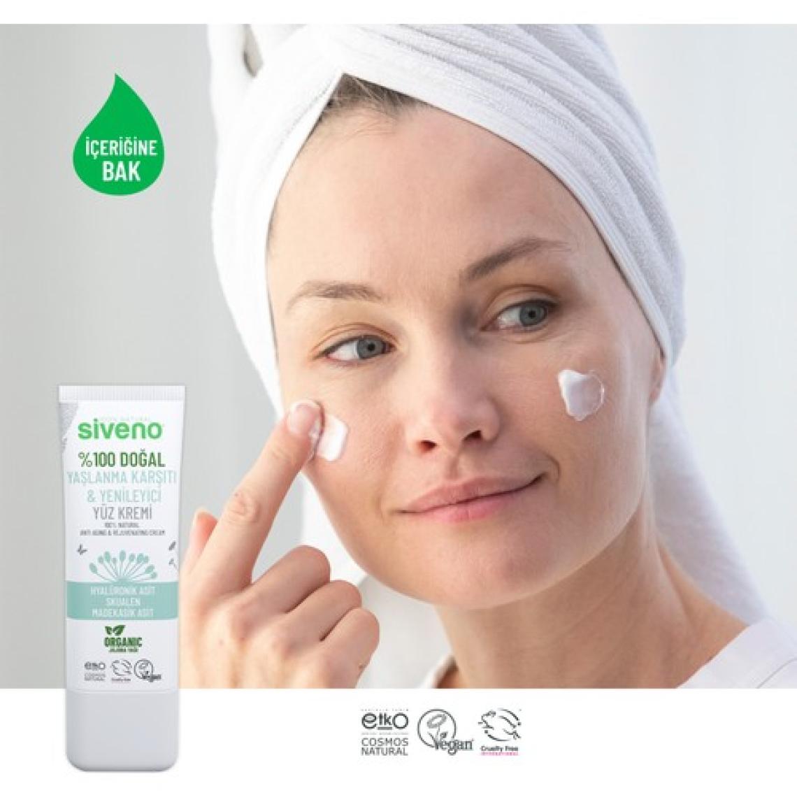 Siveno Doğal Yüz Kremi Hyaluronik Asit Aydınlatıcı Yenileyici Canlandırıcı 30 ml