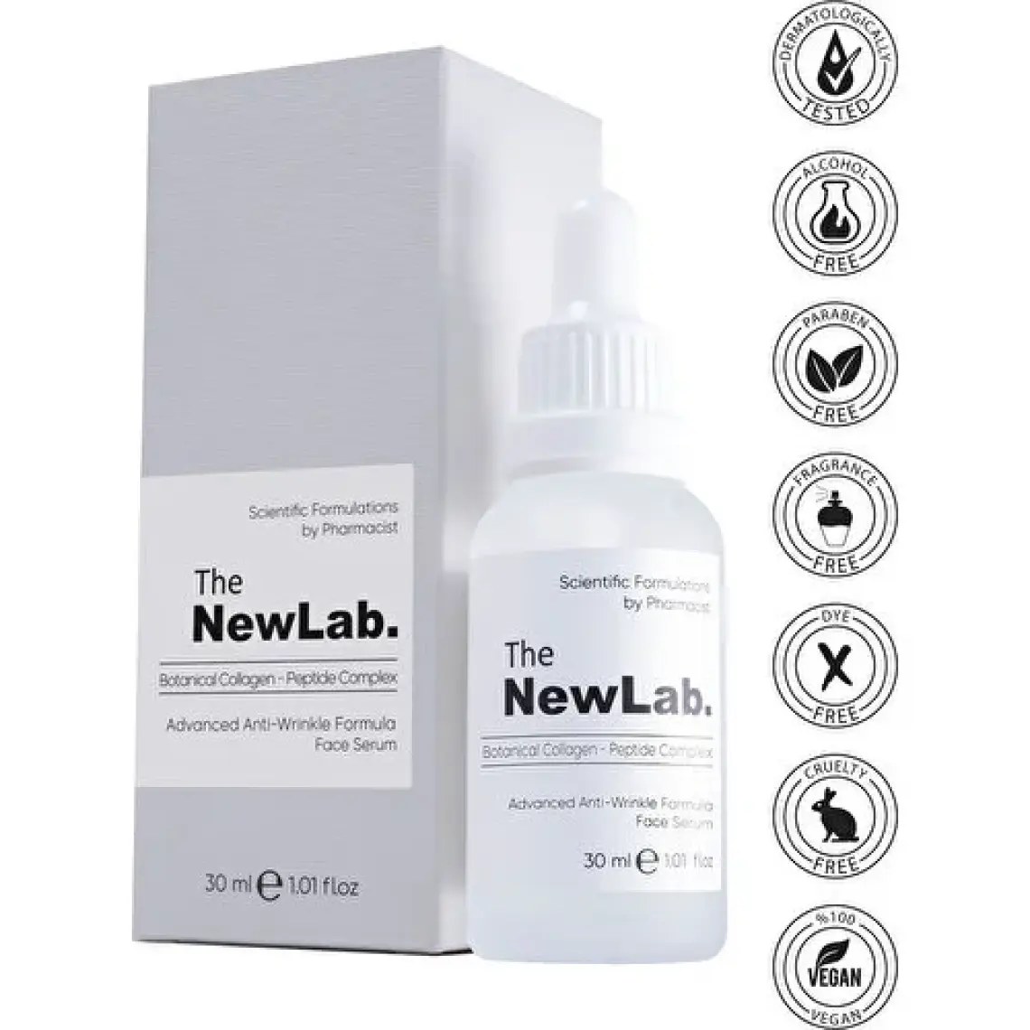 The NewLab. Ince Çizgi ve  Için Yüz Serumu Botanical Collagen + Peptide Complex 30 ml
