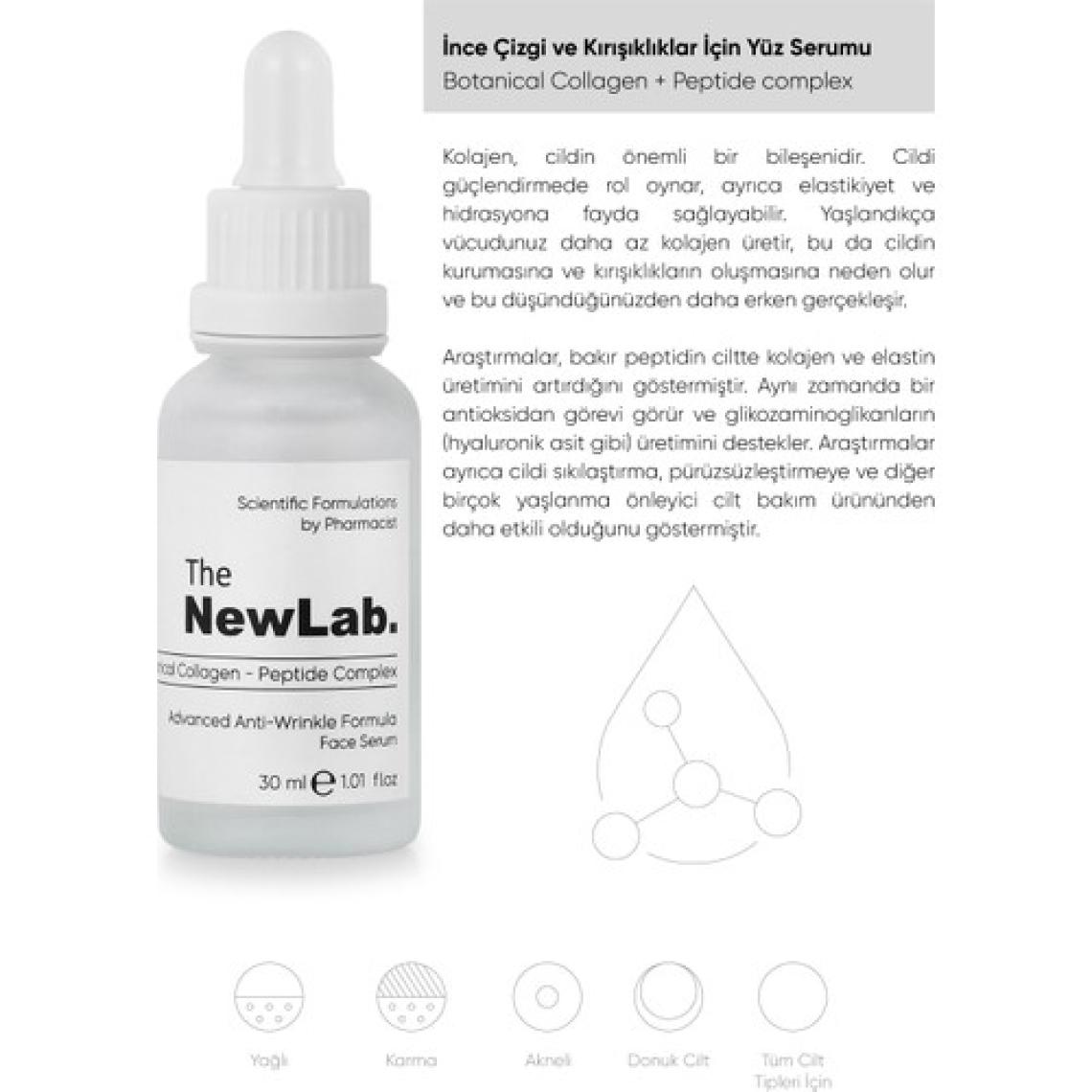 The NewLab. Ince Çizgi ve  Için Yüz Serumu Botanical Collagen + Peptide Complex 30 ml