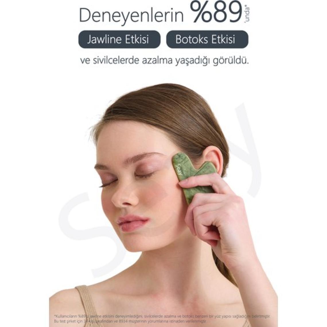 Seay Yeşim Taşı Kalp Gua Sha Yüz Masaj Aleti Doğal Taş