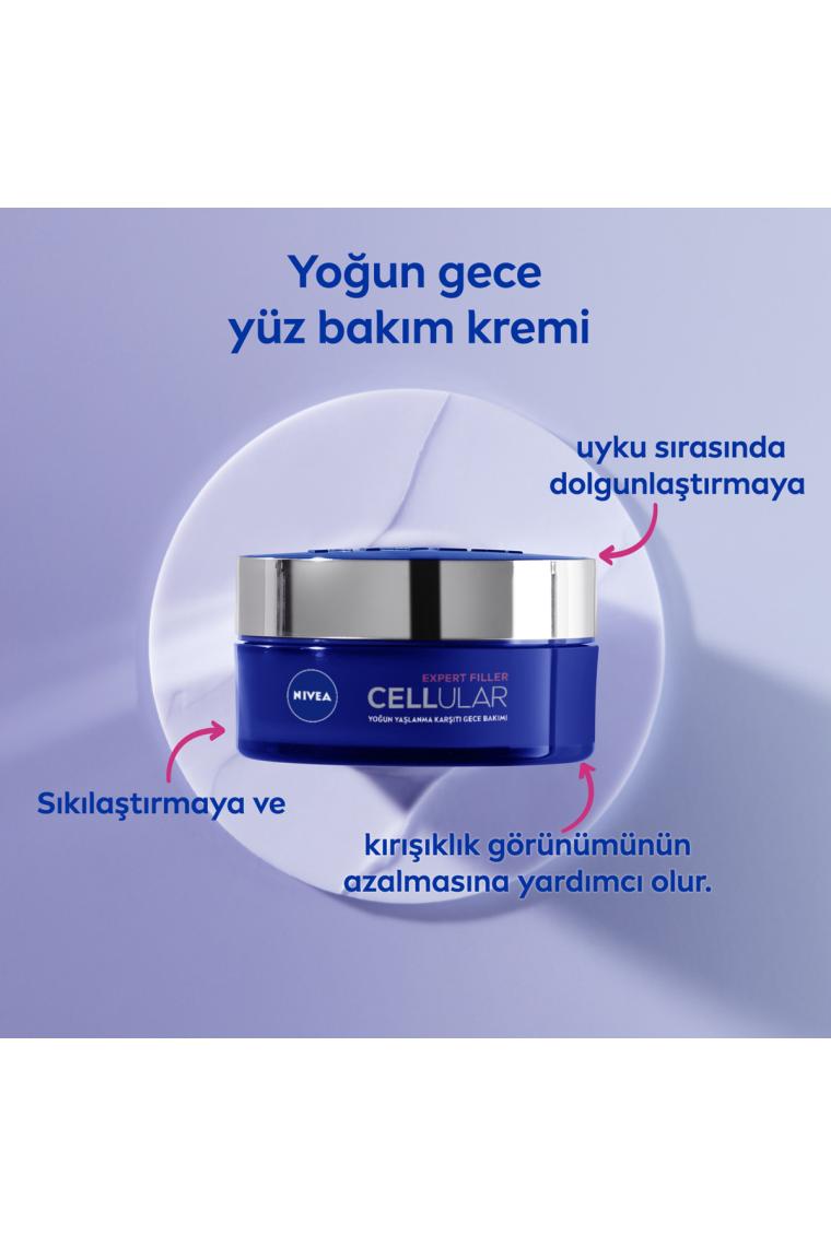 Hyaluron Cellular Filler Yaşlanma Karşıtı Gece Bakım Kremi Sıkılaştırıcı 50 ml