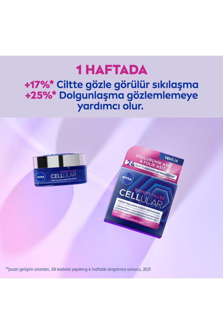 Hyaluron Cellular Filler Yaşlanma Karşıtı Gece Bakım Kremi Sıkılaştırıcı 50 ml