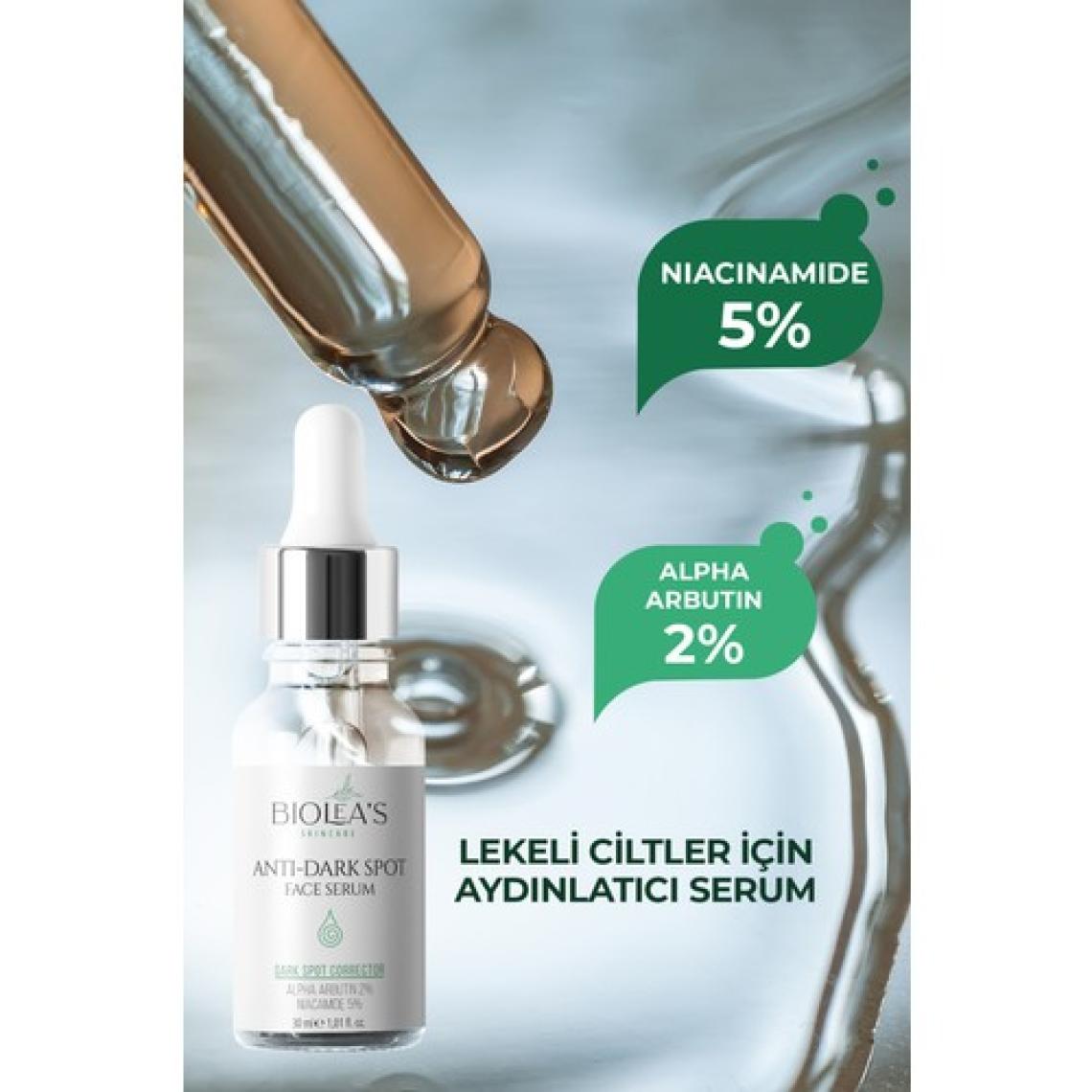 Biolea's Lekeli Ciltler Için Aydınlatıcı Yüz Bakım Serumu Niacinamide 5% + Alpha Arbutin 2% 30 ml
