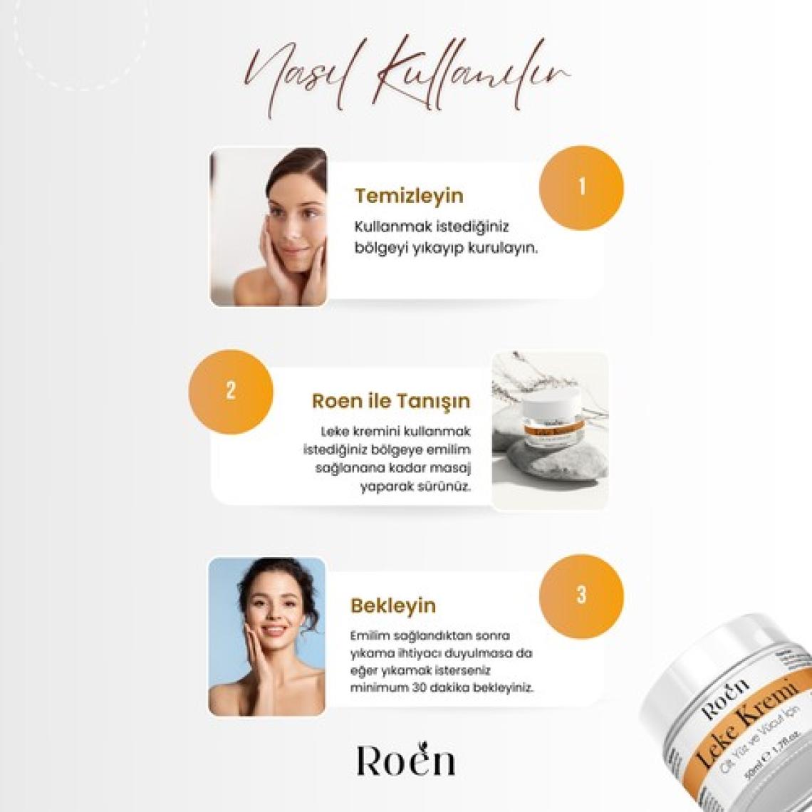 Roen Cilt Beyazlatıcı, Leke Kremi, Kararma, Akne,  Glutatyonlu Beyazlatıcı Leke Krem 50ml