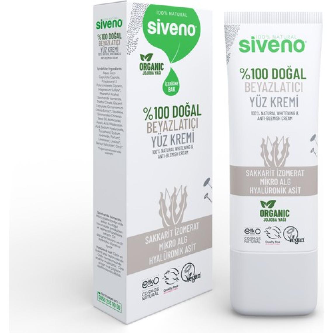 Siveno %100 Doğal Yüz Kremi Beyazlatıcı Anti-Blemis Aydınlatıcı Canlandırıcı Etkili 30 ml