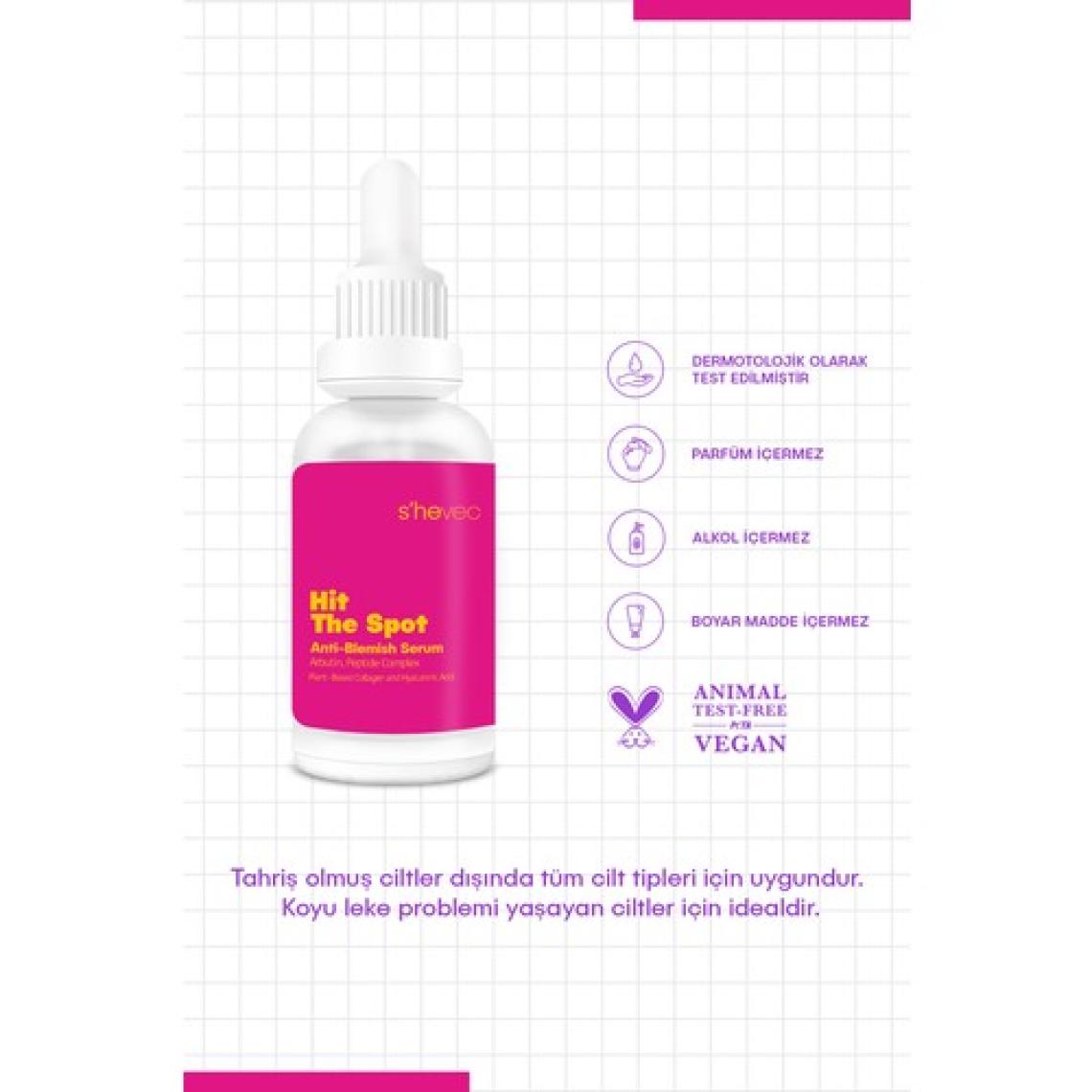 S'he Vec HIT THE SPOT – Leke Bakımı | Onarmaya Yardımcı Arbutin ve Peptit Kompleksi Içeren Serum (30 Ml)