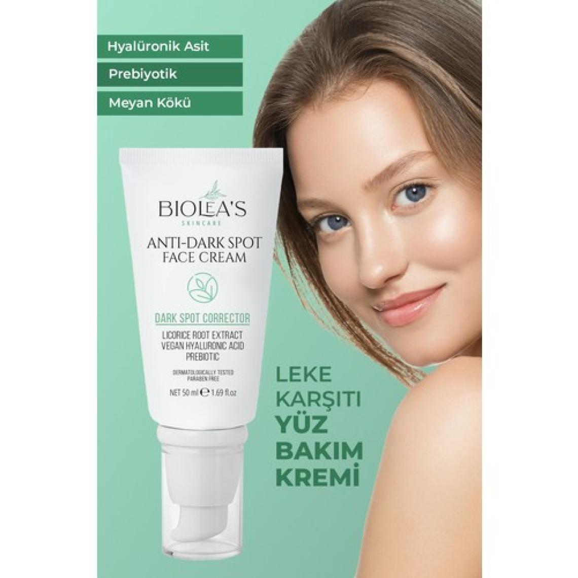 Biolea's Leke Karşıtı,aydınlatıcı Yüz Bakım Kremi Meyan Kökü+Prebiyotik + Hyalüronik Asit 50 ml