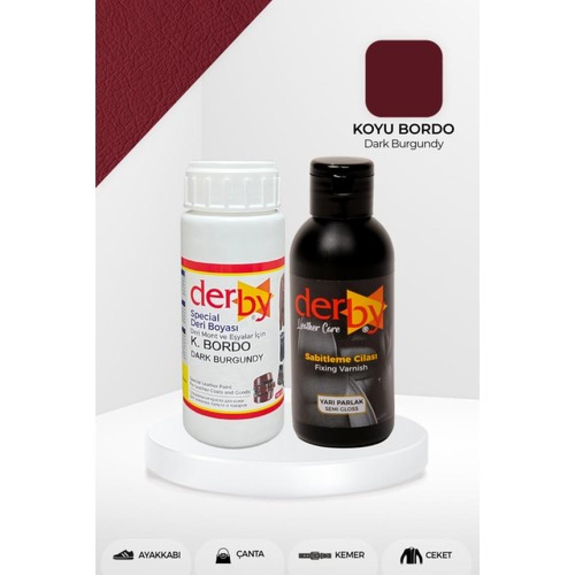 Derby Special Deri Boyası ve Cilası - 2'li Set / Mont - Eşya - Çanta - Cüzdan - Kemer 100 ml - Kartela Renkleri