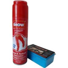 Show Süet Nubuk Sprey 250 ml Kırmızı Ve Temizleme Süngeri