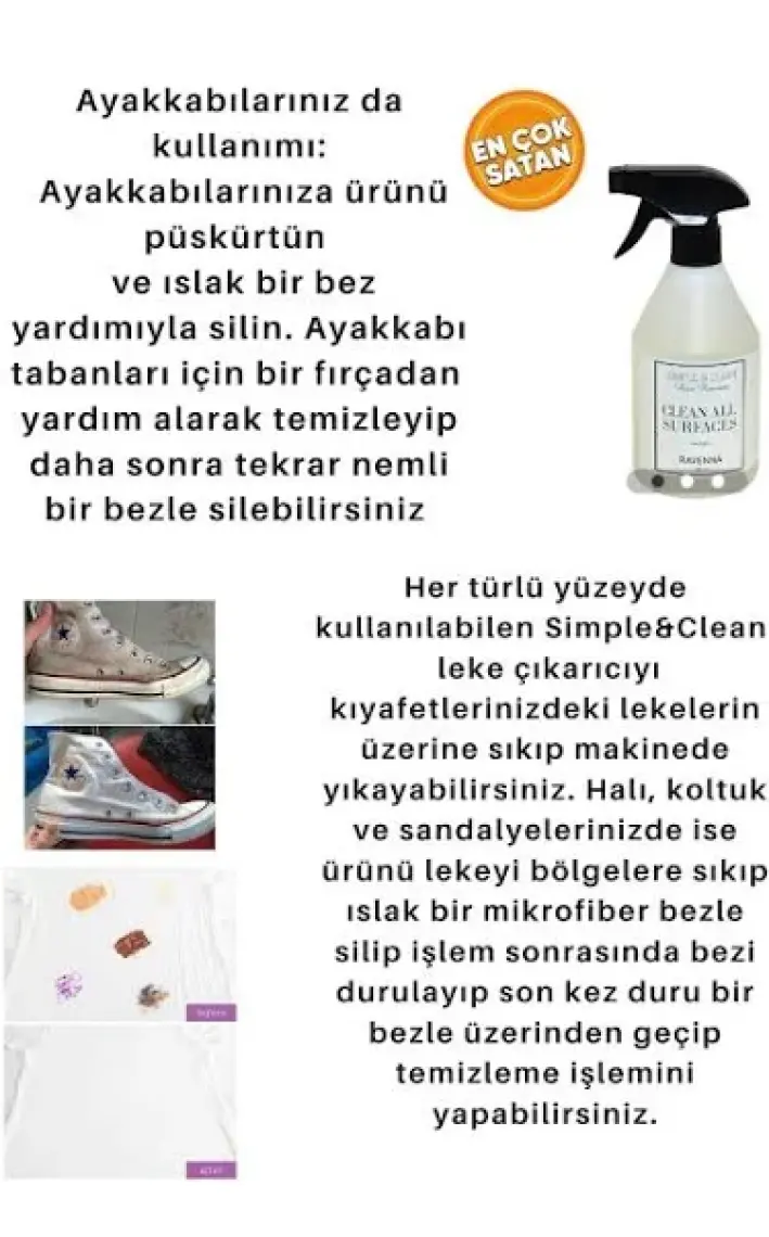 Simple&clean Ayakkabı ve Kumaş Temizleme Spreyi 500 ml