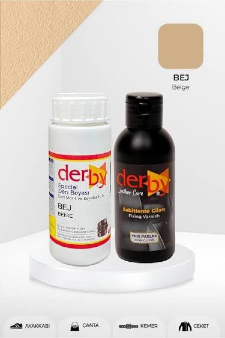 Derby Special Deri Boyası ve Cilası - 2'li Set / Mont - Eşya - Çanta - Cüzdan - Kemer 100 ml - Kartela Renkleri