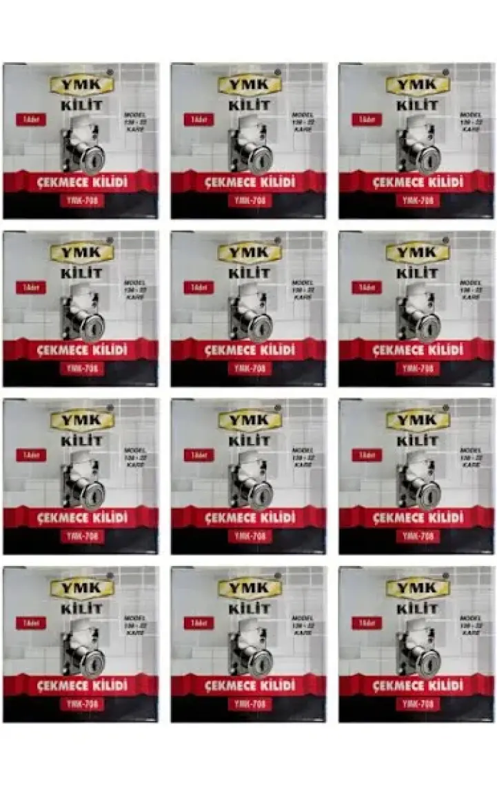 Yuma Kilit Yuma Ymk Çekmece Kilidi Kare Krom Anahtarlı 1 Paket ( 12 Adet )