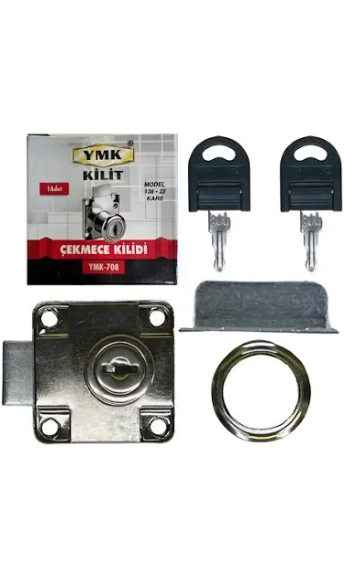 Yuma Kilit Yuma Ymk Çekmece Kilidi Kare Krom Anahtarlı 1 Paket ( 12 Adet )
