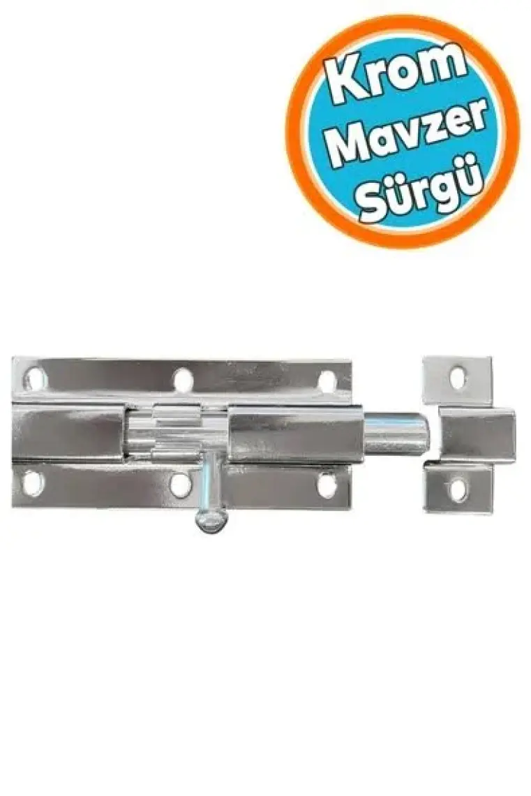 Nzb Metal Kapı Sürgüsü Krom Mavzer Sürgü Sürgülü Kilit 25X70 mm Kapı Pencere Emniyet Kilidi