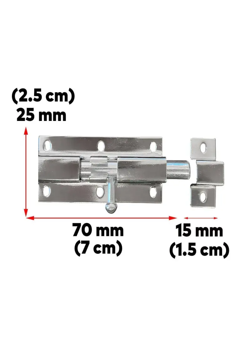 Nzb Metal Kapı Sürgüsü Krom Mavzer Sürgü Sürgülü Kilit 25X70 mm Kapı Pencere Emniyet Kilidi