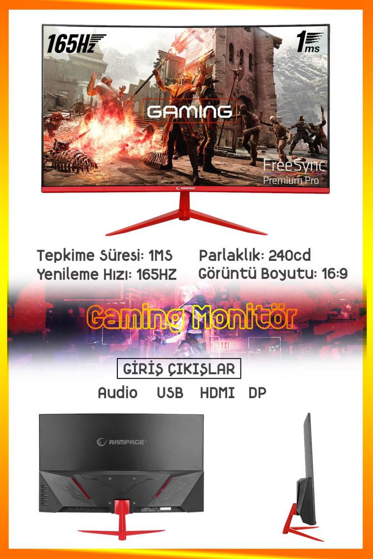 Ptx95 Ryzen 5 3600 32GB 512GB M.2 SSD+1TB HDD GTX1660 Super 27" 165Hz Oyuncu Masaüstü Bilgisayarı