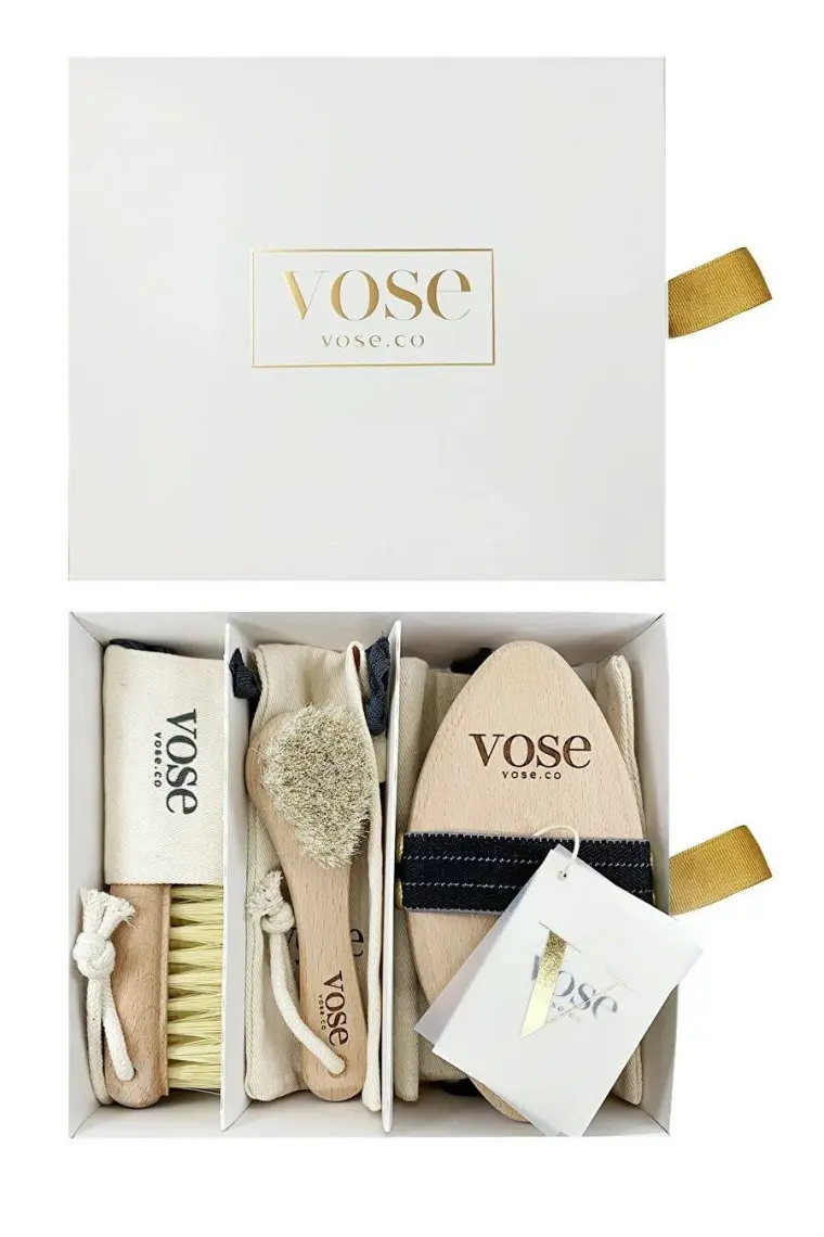 Vose 3' Lü Set Doğal At Kılı Fırçası (Black Rose) + Yüz Fırçası + Tırnak Fırçası