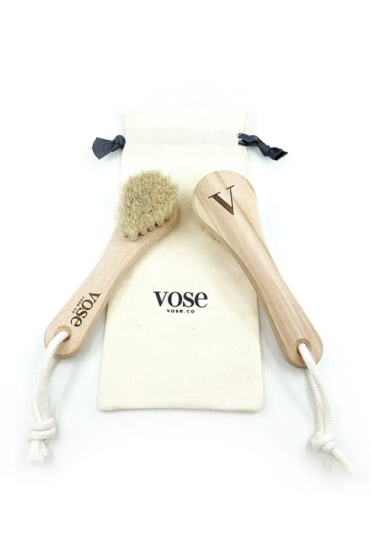Vose 3' Lü Set Doğal At Kılı Fırçası (Black Rose) + Yüz Fırçası + Tırnak Fırçası