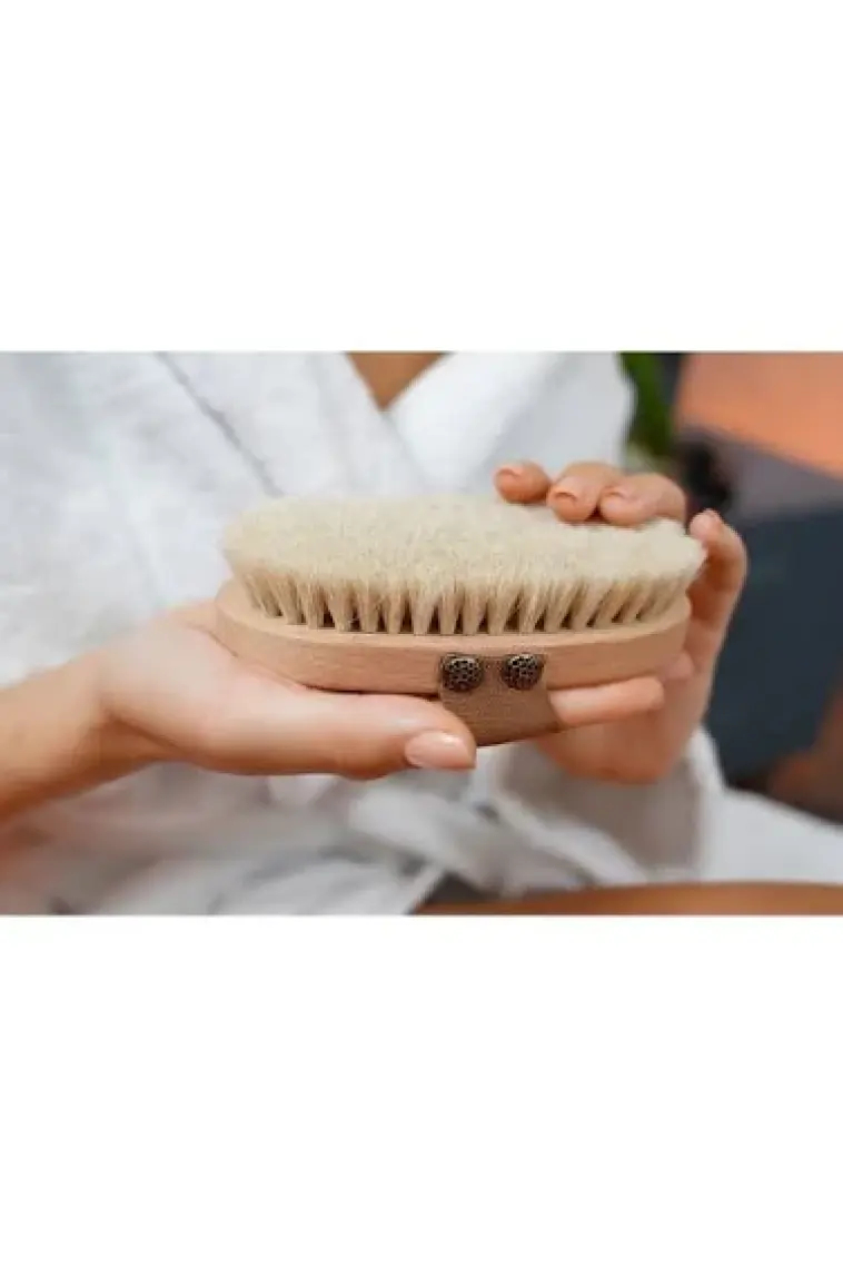 Naturawell %100 Doğal At Kılı Vücut Fırçası - Peeling ve Selülit Önleyici, Unisex, Ergonomik Tasarım