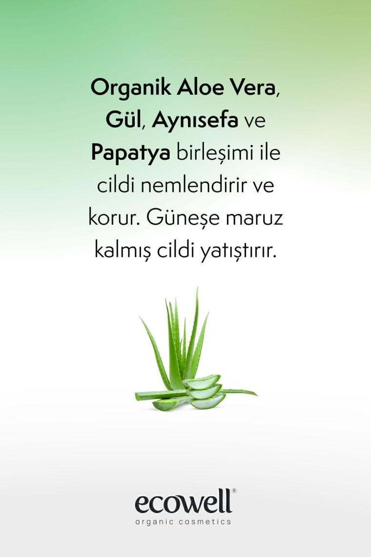 Organik Aloe Vera Jel, Vegan Sertifikalı, Güneş Sonrası Yatıştırıcı Nemlendirici Rahatlatıcı 200ml
