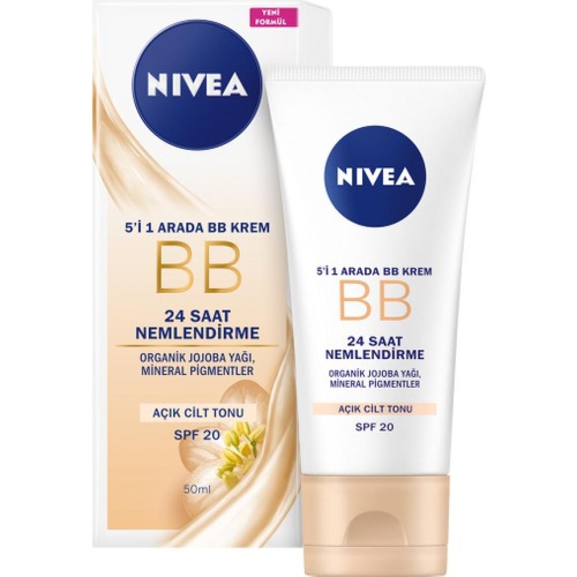 NIVEA Essentials BB Krem;24 Saat Nemlendirme + Işıltı Açık Ton Gündüz Kremi 50 ml
