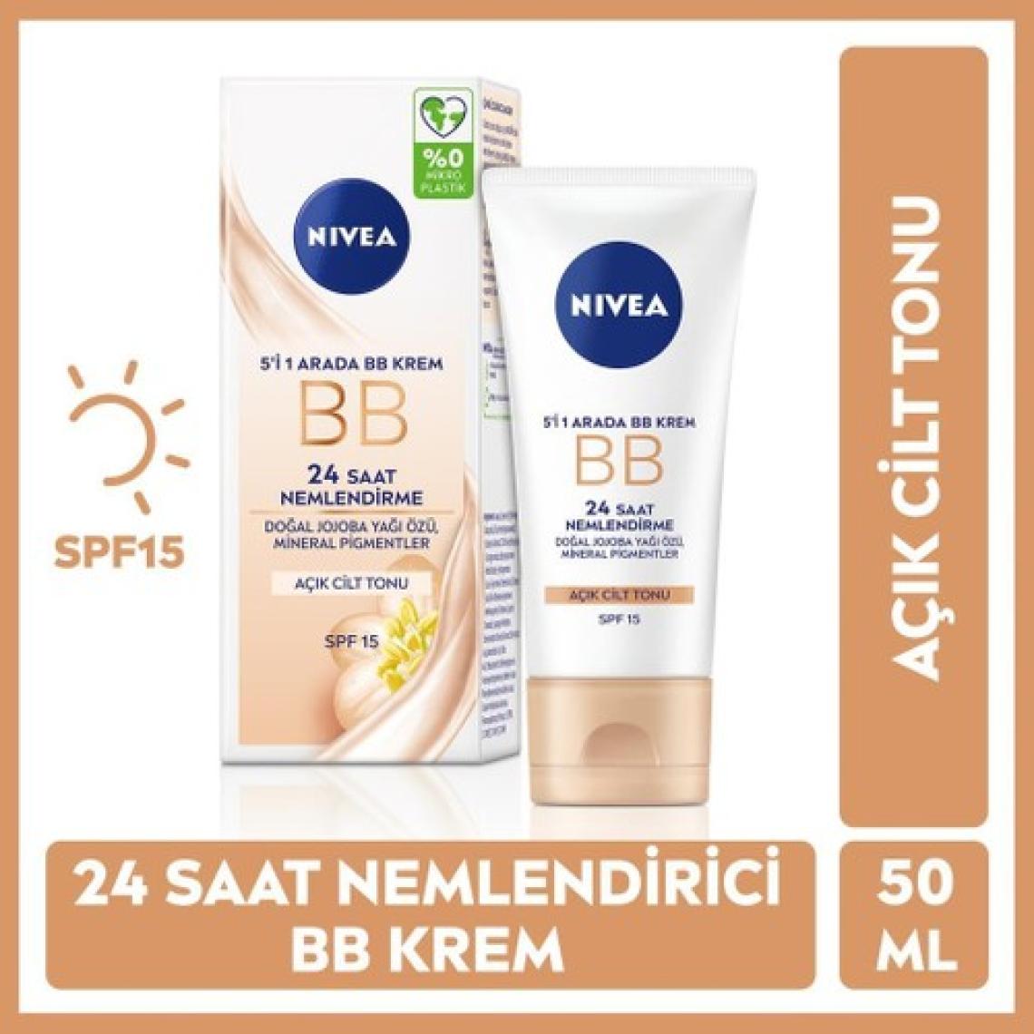 NIVEA Essentials BB Krem;24 Saat Nemlendirme + Işıltı Açık Ton Gündüz Kremi 50 ml