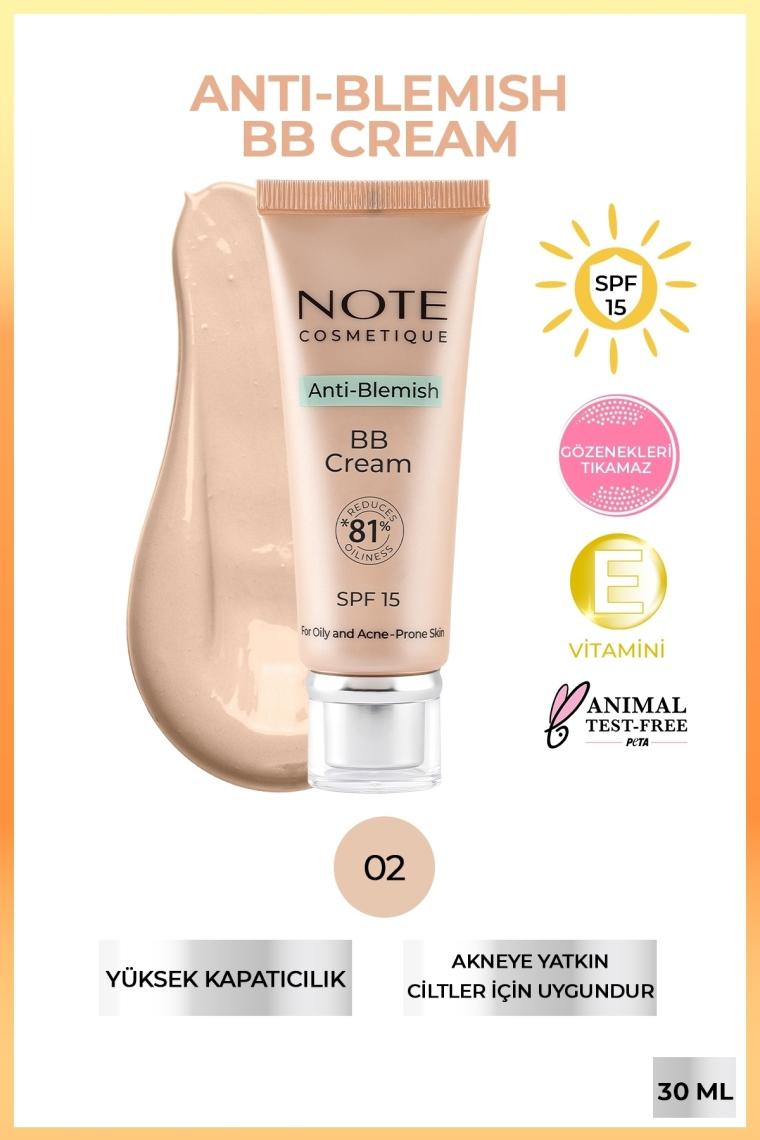 Note Anti-Blemish BB Cream Akneye Yatkın Ciltler 02 Light Beige