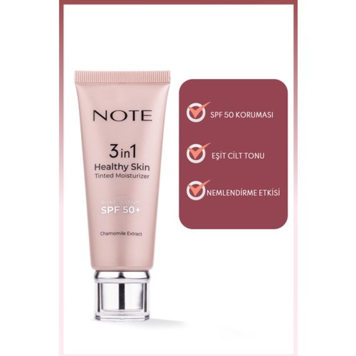 Note 3 in 1 Healthy Skin Tinted Moisturizer Renk Ton Eşitleyici 50 SPF+ Aydınlatıcı Krem