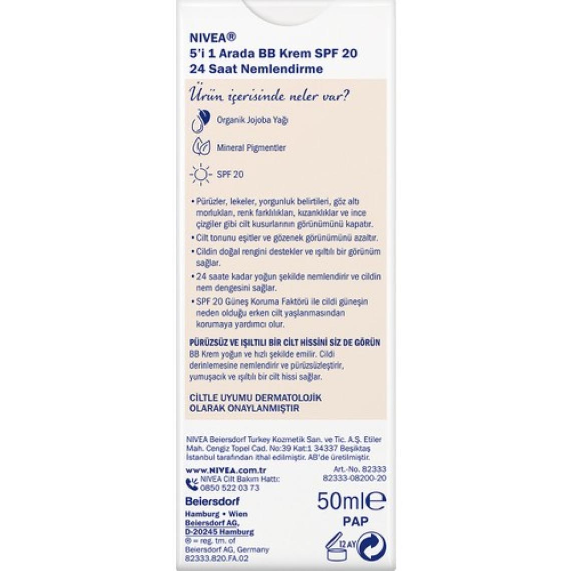 Nivea Essentials BB Krem 24 Saat Nemlendirme Işıltı Açık Ton Gündüz Kremi 50 ml