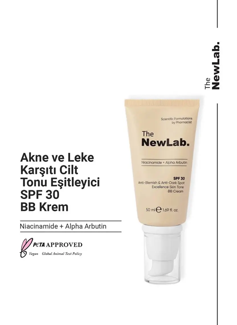 The NewLab. Akne ve Leke Karşıtı Cilt Tonu Eşitleyici SPF 30 BB Krem 50 ml