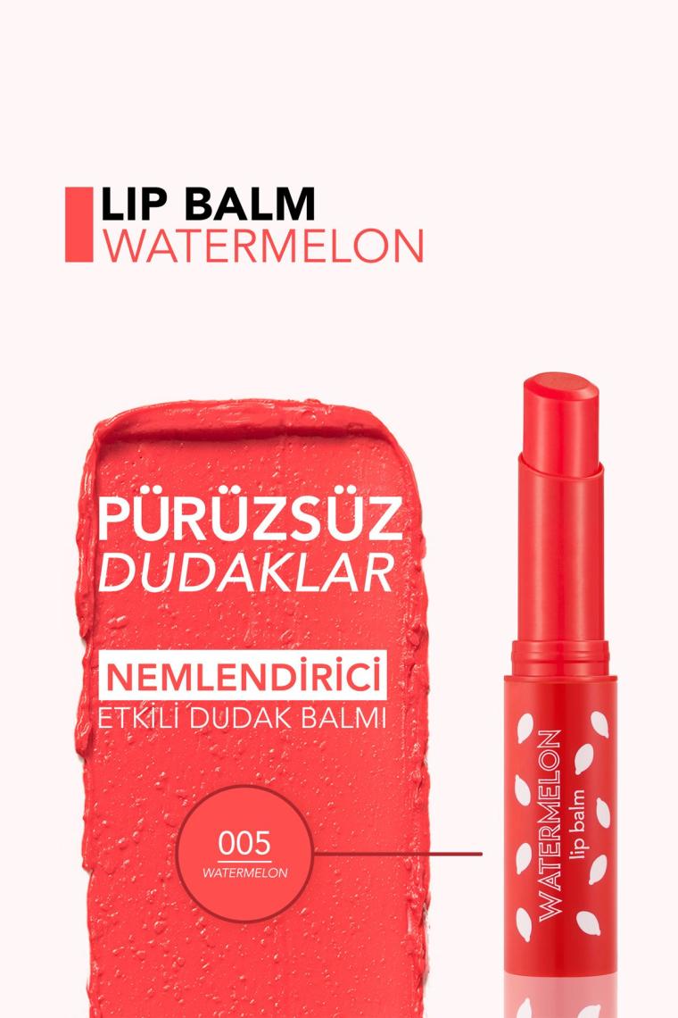Shea ve Kakao Yağı İçeren Stik Renkli Dudak Nemlendiricisi - Lip Balm -005 WATERMELON-8690604555406