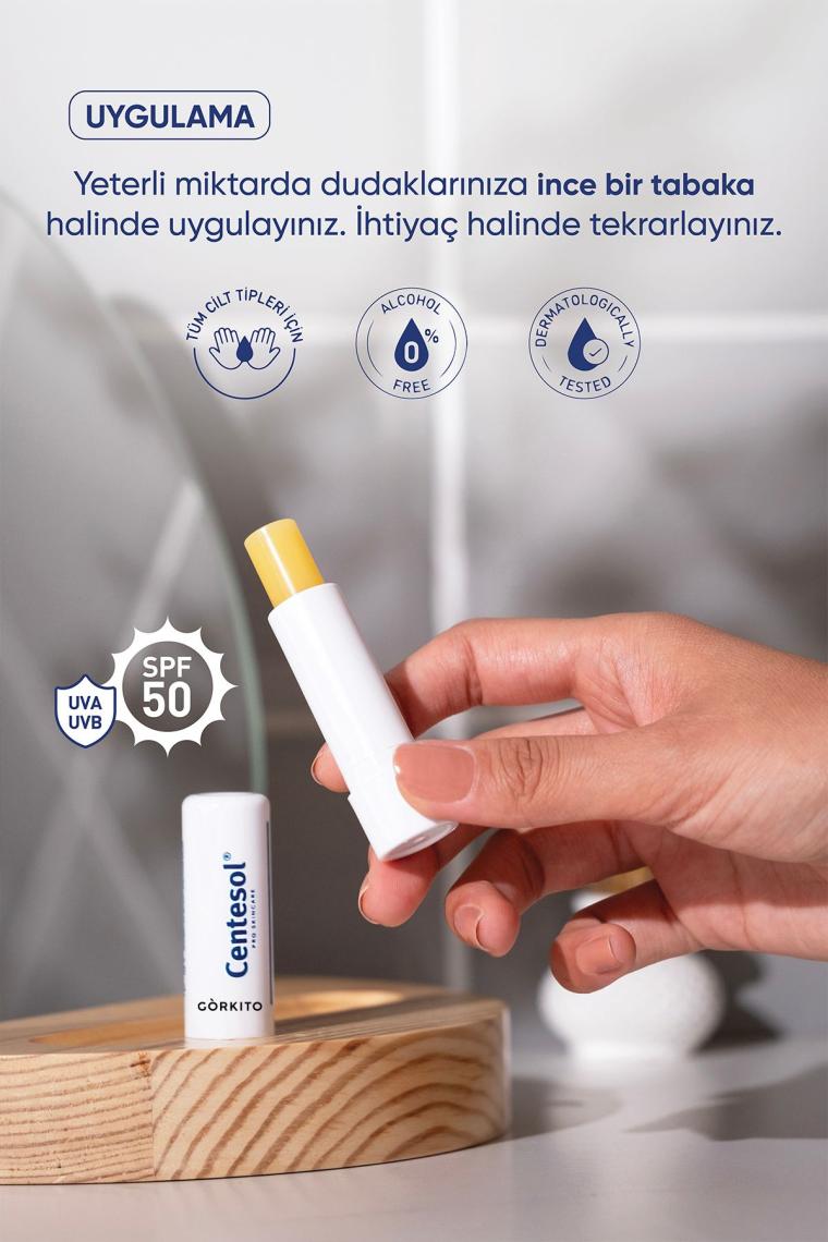 Görkito Centesol Onarıcı Nemlendirici Besleyici Dudak Balmı Spf 50+ 4 G ( Centella Asiatica, Coconut Oil )