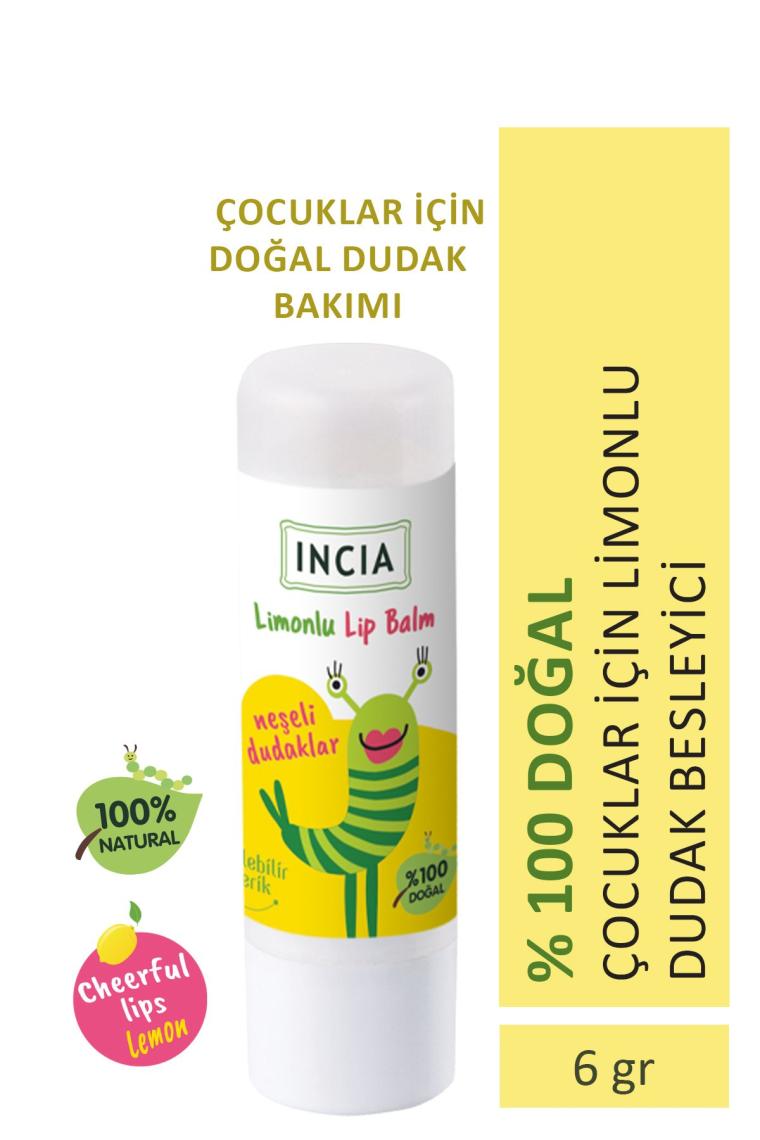 %100 Doğal Kids Dudak Besleyici Limon Bitkisel Nemlendirici Dudak Bakım Kremi 6 G
