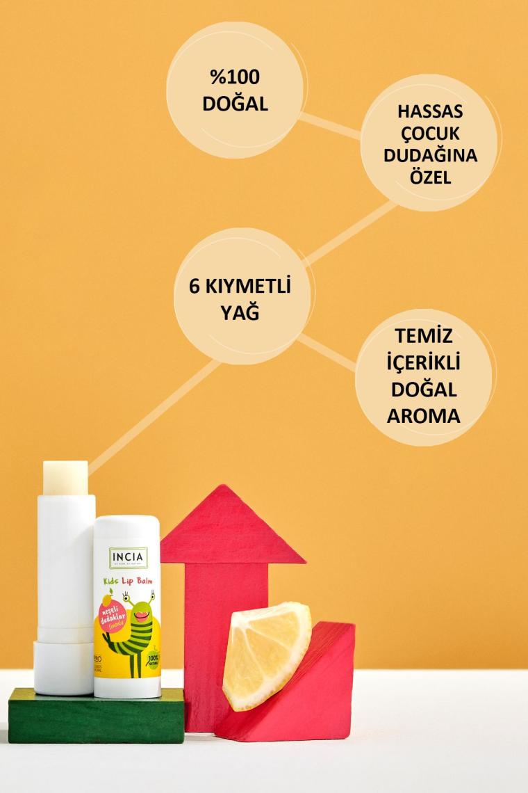%100 Doğal Kids Dudak Besleyici Limon Bitkisel Nemlendirici Dudak Bakım Kremi 6 G