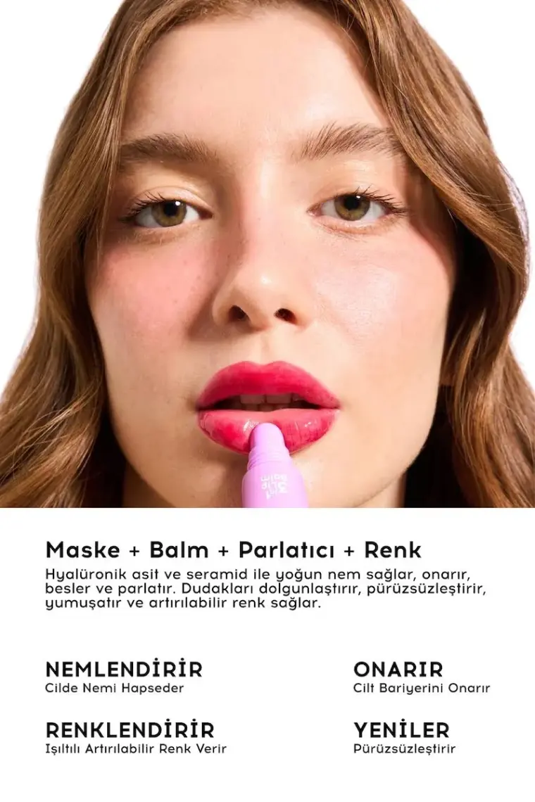 Cream Co. Nemlendirici Parlatıcı 3in1 Lip Balm | Dudak Bakım Strawberry Sorbet Kırmızı Hyaluronik Asit Seramid