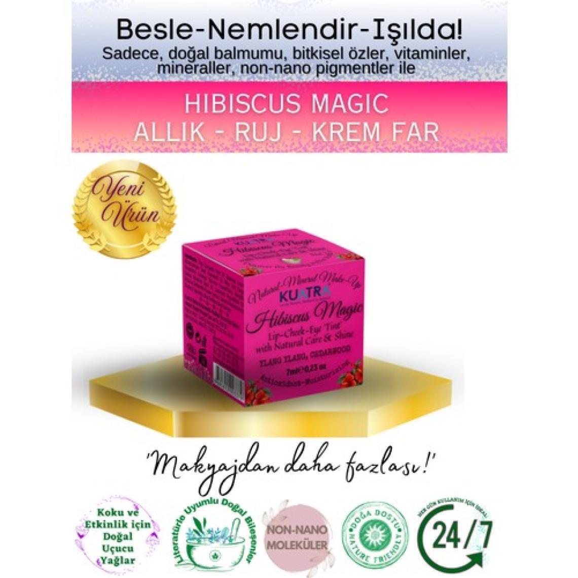 Hibiscus Magic Doğal Içerikli Çok Amaçlı Allık, Ruj, Göz Farı (Makyaj Beraberinde Çok Değerli Besleyici Cilt Bakımı)