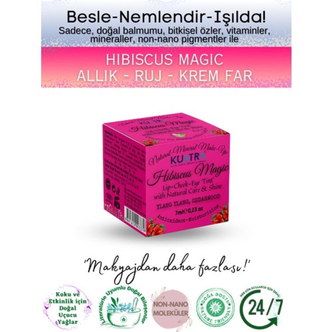 Hibiscus Magic Doğal Içerikli Çok Amaçlı Allık, Ruj, Göz Farı (Makyaj Beraberinde Çok Değerli Besleyici Cilt Bakımı)