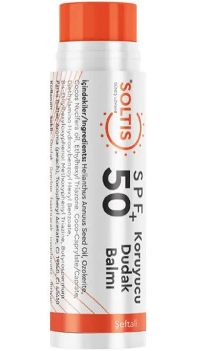 Soltis Renkli Dudak Nemlendiricisi SPF50+ Şeftali, 5 gr