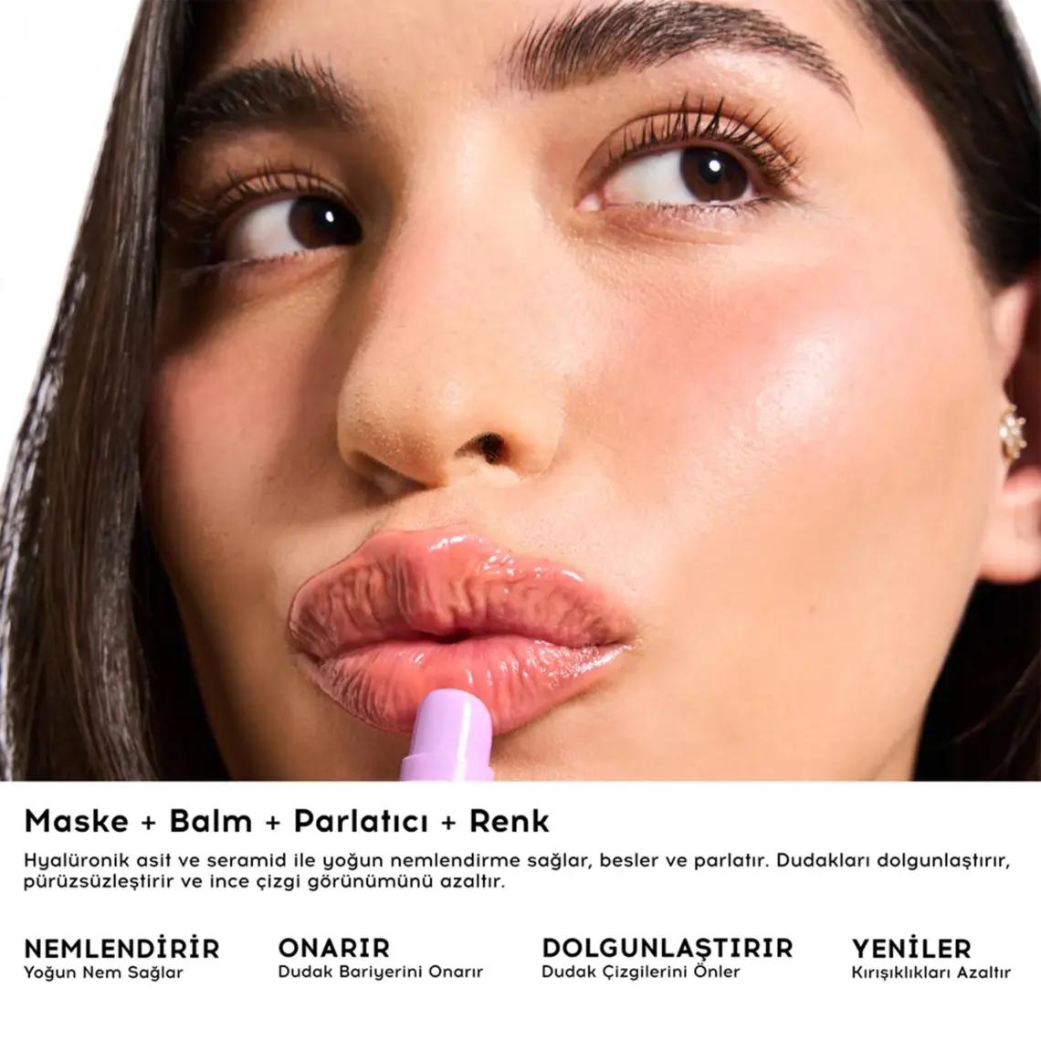 Cream Co. 3in1 Lip Balm 403 | Nemlendirici Parlatıcı Dudak Bakım | Bej Kurabiye | Hyaluronik Asit Seramid