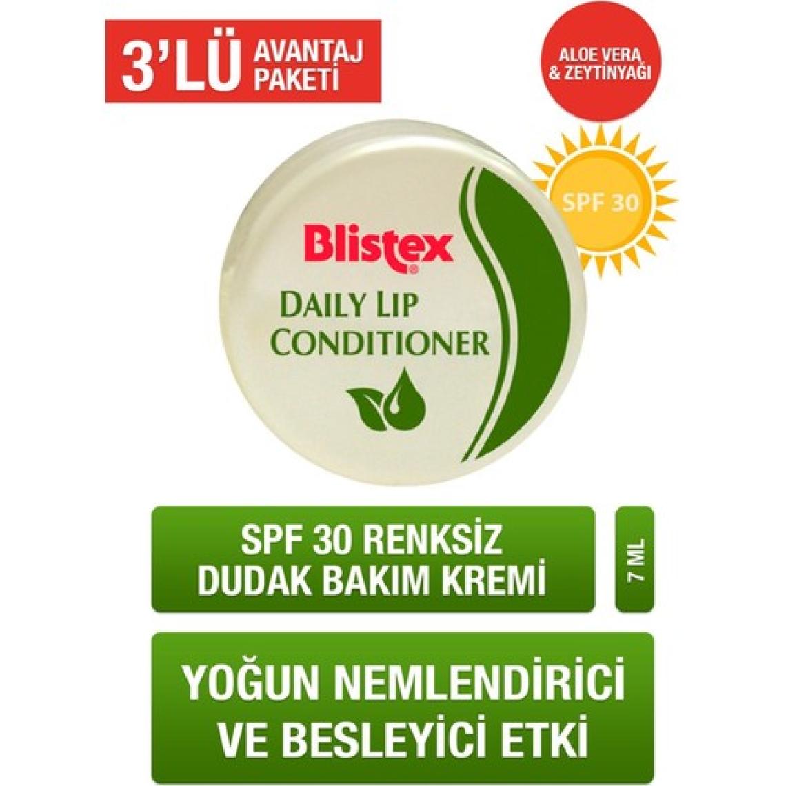 Blistex 3 x  Kuruyan Dudaklara Yoğun Nemlendirici Günlük Bakım Gkf 15- Daily Lip Conditioner Spf15 7 ml