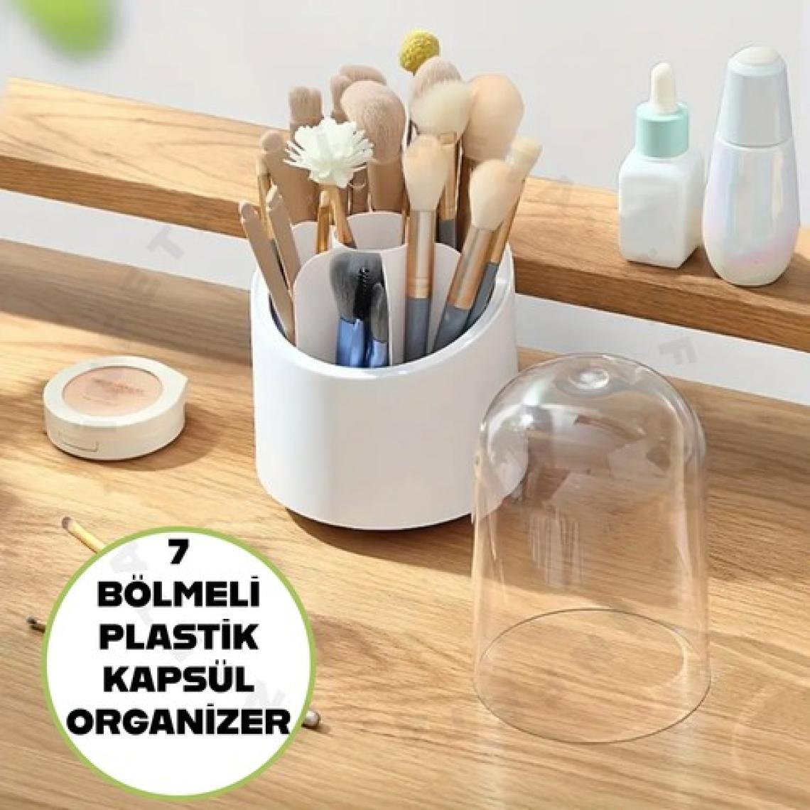 İnfeta Çok Amaçlı 7 Bölmeli Makyaj Kozmetik Banyo Ofis Masa Düzenleyici Makyaj Fırçası Kutusu Organizer