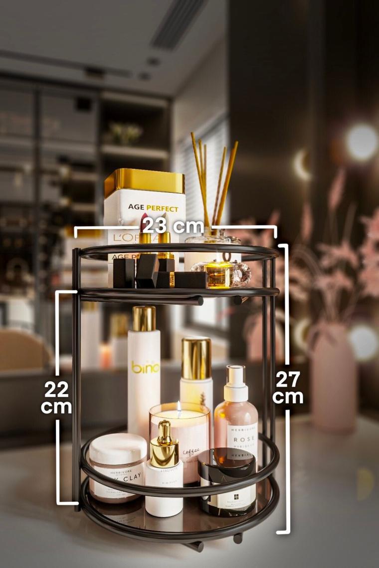 Banyo Kozmetik Takı Düzenleyici Çok Amaçlı Organizer 2 Katlı Servis Sunum Tepsisi Ikramlık