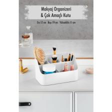 Depa Beyaz Makyaj Kutusu & Kozmetik Organizeri & Çok Amaçlı Kutu