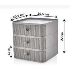 Hayveys 3 Çekmeceli Açık Gri Makyaj Kozmetik Takı Aksesuar Düzenleyici Organizer
