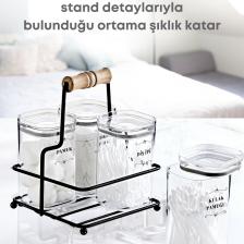 Grimor Life Metal Standlı 4'lü Akrilik Kulak Pamuğu- Pamuk & Makyaj Pamuğu& Diş Ipi Organizeri- Etiket Hediyeli