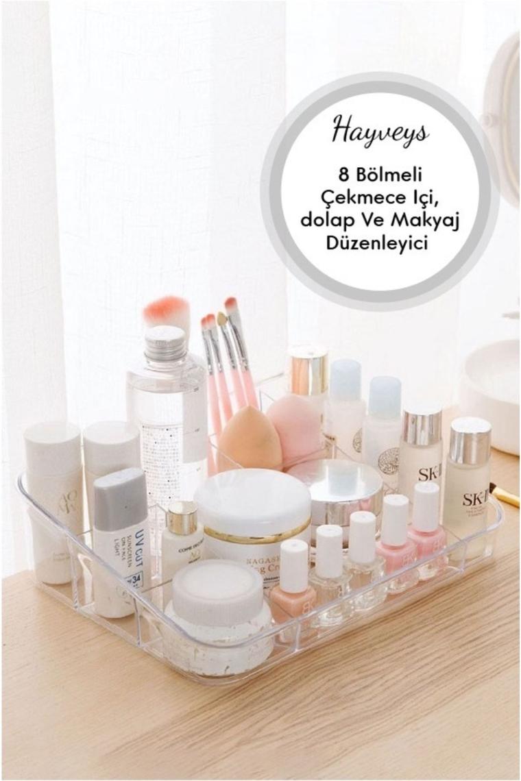 8 Bölmeli Çekmece Ve Dolap Içi Makyaj Kozmetik Düzenleyici Organizer